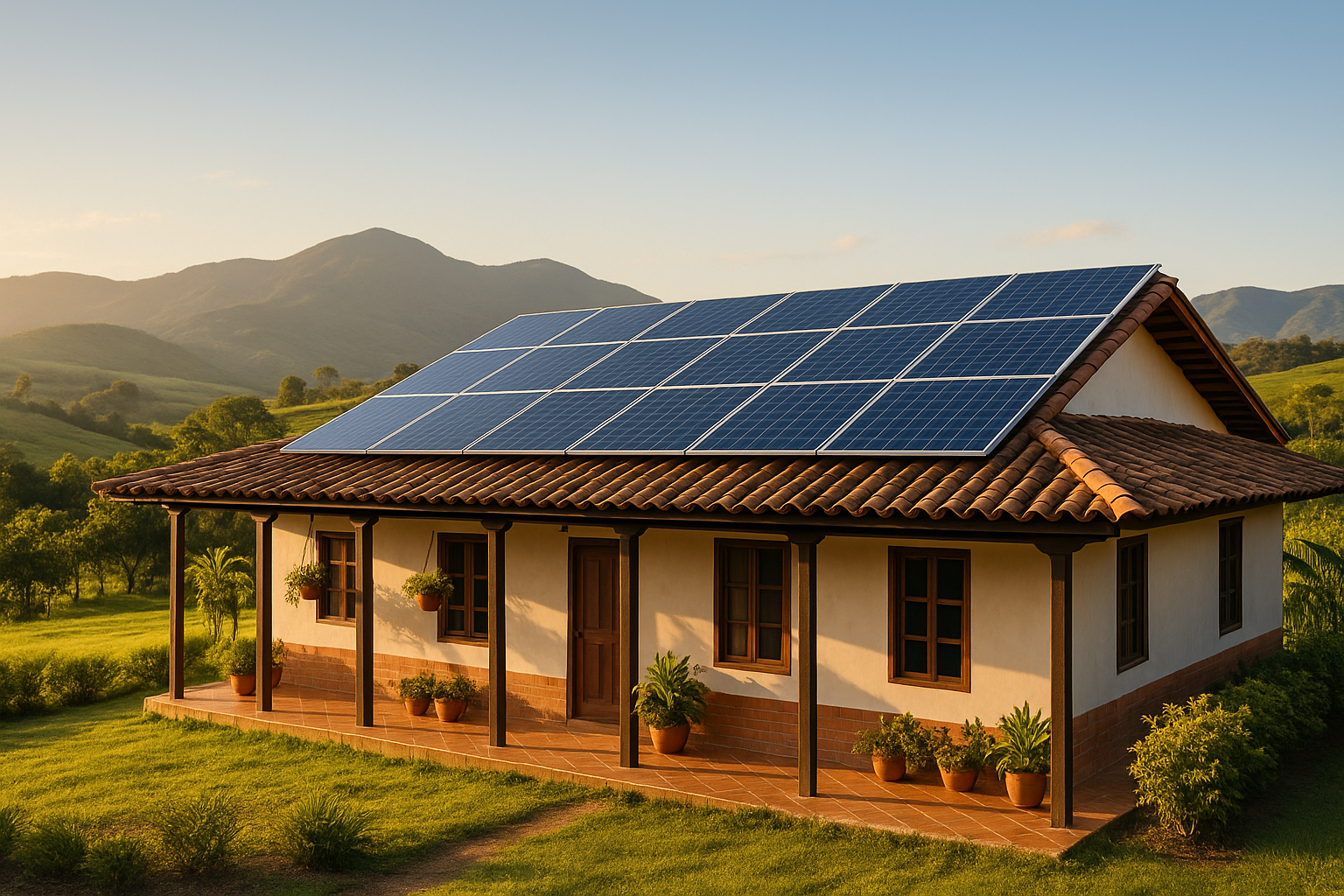 Sistema solar modular en entorno rural